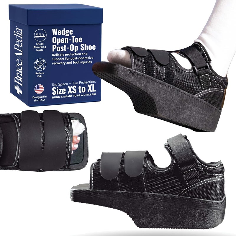 Braceapedia Wedge Post-Op Shoe, Medical Offloading Shoes for Toe Injuries, Surgical and Orthopedic Boot for Foot, Plantar Fasciitis, Bunion, Hammertoe, Broken Toe Support for Men and Women, Size XL - Image 1